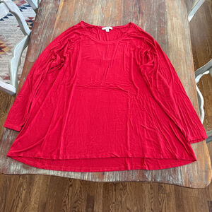 Sejour Red Knit High-Low Tunic Top Size 2X Plus Size Long Sleeve Scoop Neck